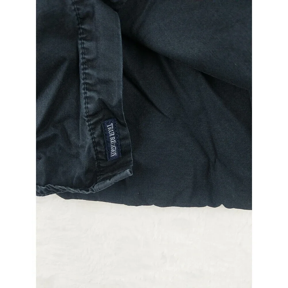 True Religion Regular Fit Mens Medium Black Button-Down Long Sleeve Shirt